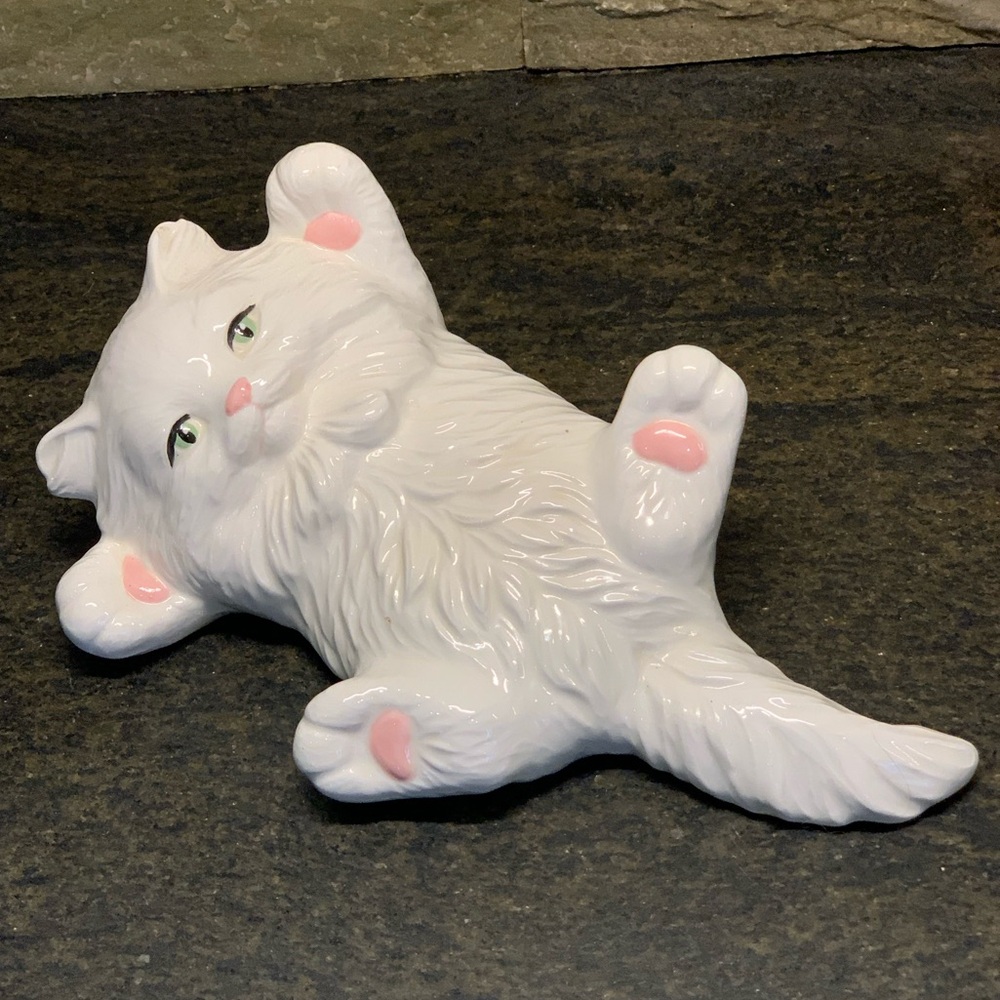 VINTAGE CERAMIC CAT | White Persian Cat.